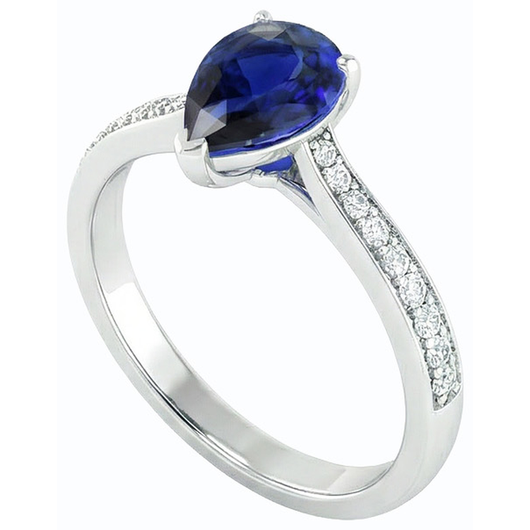 naturel pear diamant 3carats bague détail rapproché