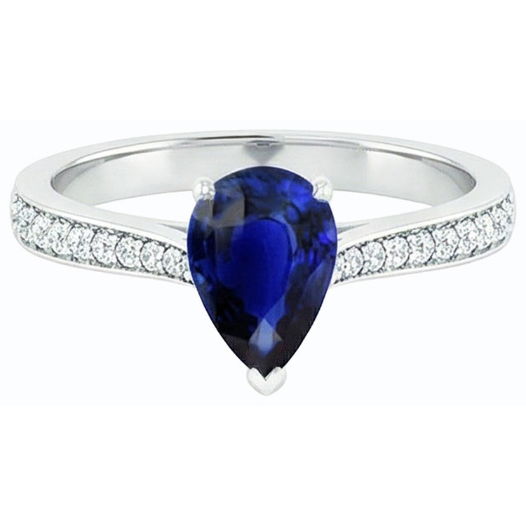 naturel pear diamant 3carats bague sur blanc