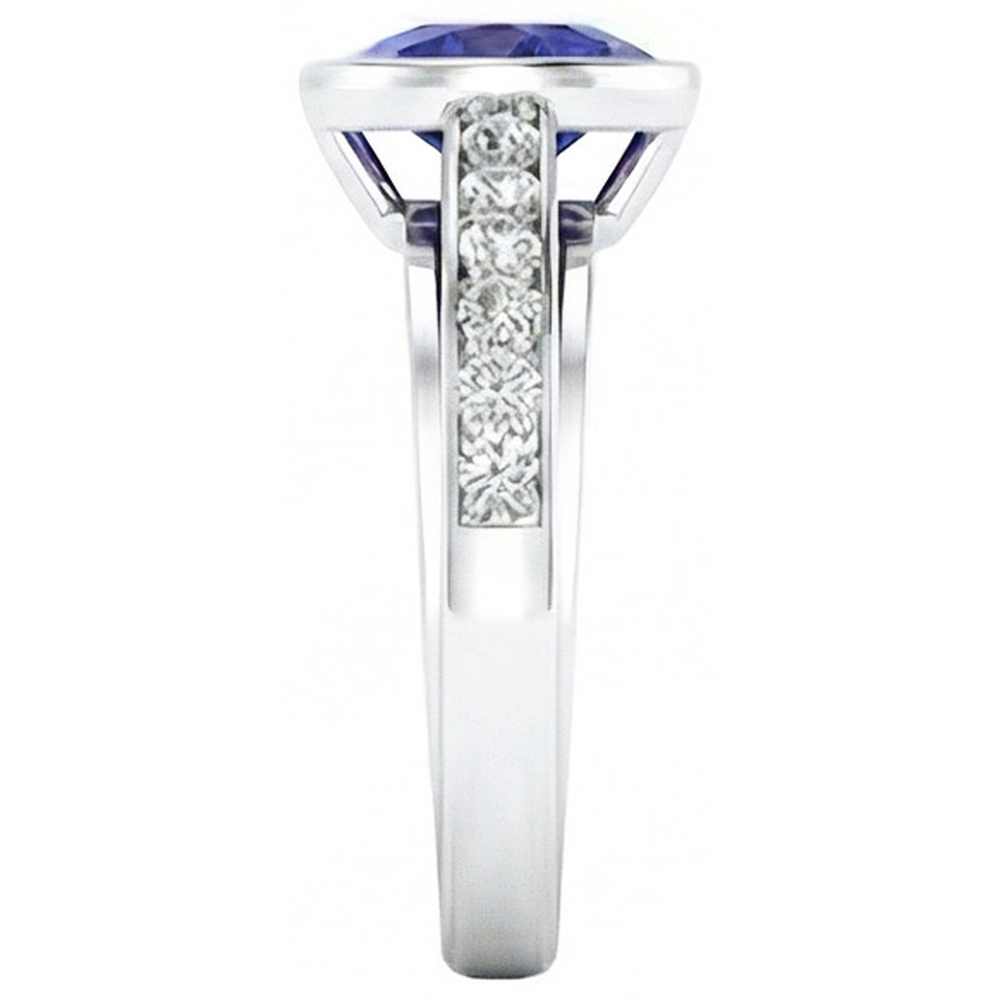 naturel round diamant 3.50carats bague vue de profil
