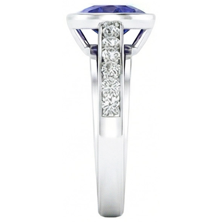 naturel round diamant 3.50carats bague vue de profil