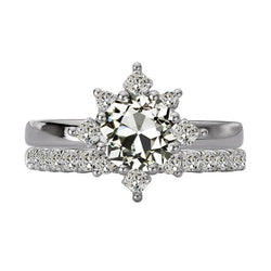 Bague de fiançailles sertie coussin & Réel diamant rond taille ancienne style étoile 5 carats