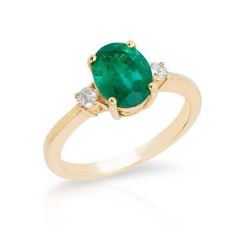 Bague de fiançailles sertie émeraude Vert et diamant 5.25 carats
