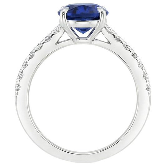 naturel oval saphir 4carats bague angle de côté