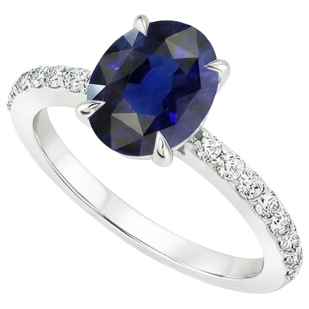 naturel oval saphir 4carats bague détail rapproché