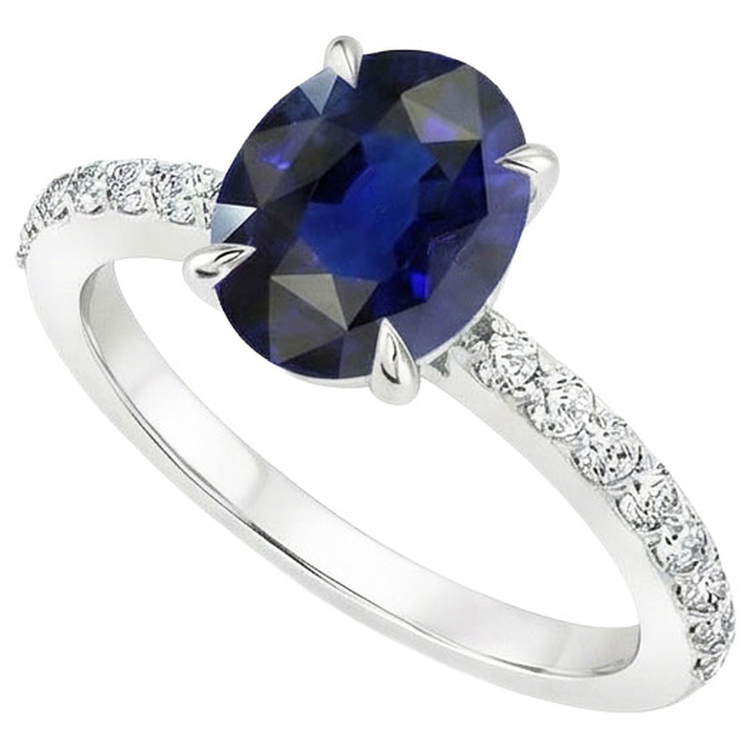 naturel oval saphir 4carats bague détail rapproché
