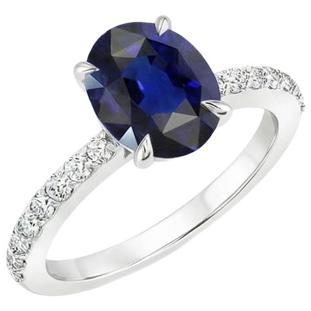 naturel oval saphir 4carats bague vue de dessus