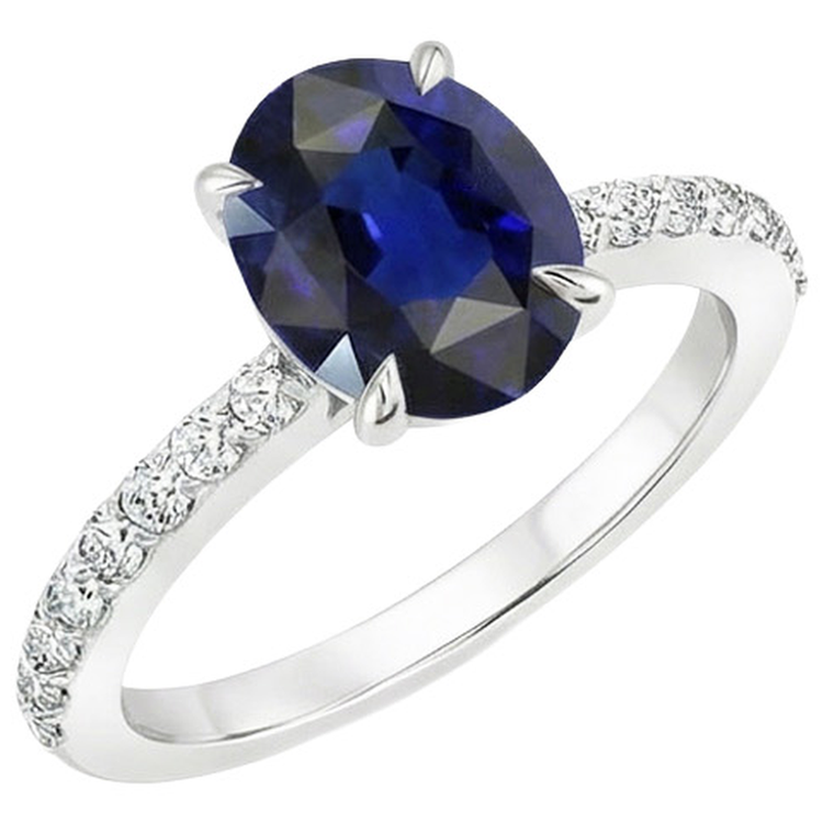 naturel oval saphir 4carats bague vue de dessus