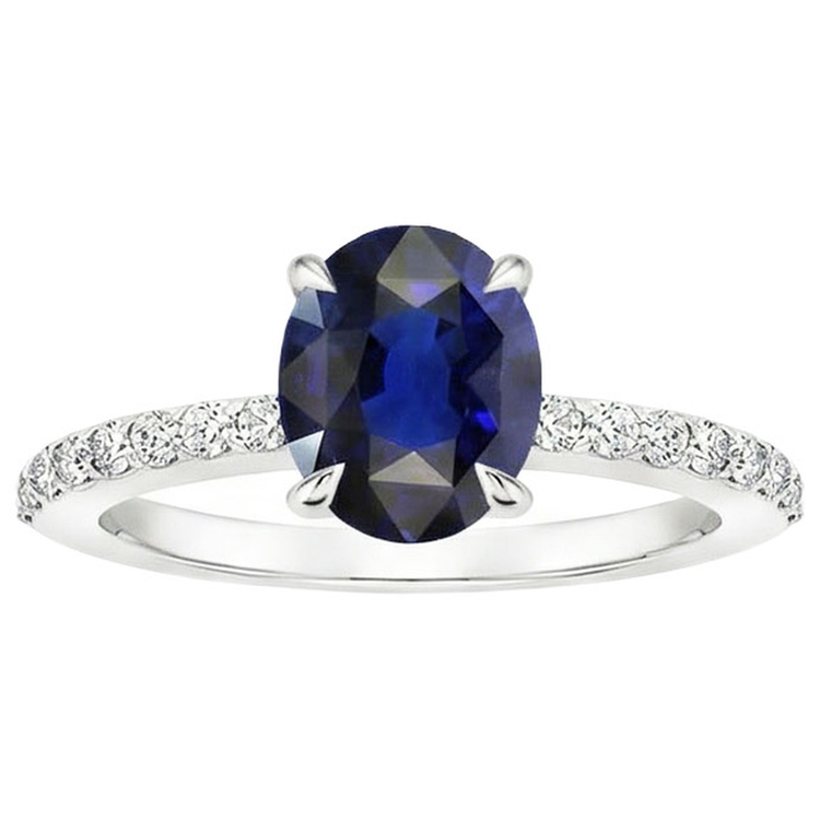 naturel oval saphir 4carats bague vue de profil
