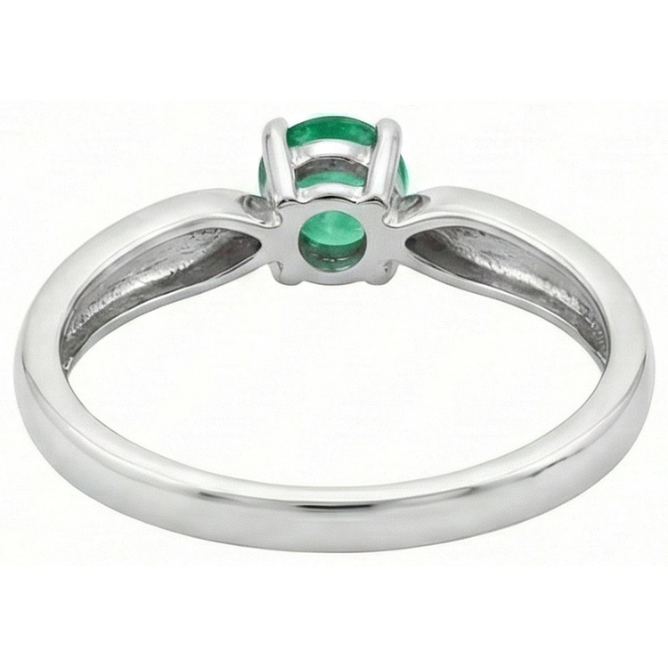 Bague de fiançailles solitaire émeraude Vert Coupe Ronde 2.50 ct or blanc 14K