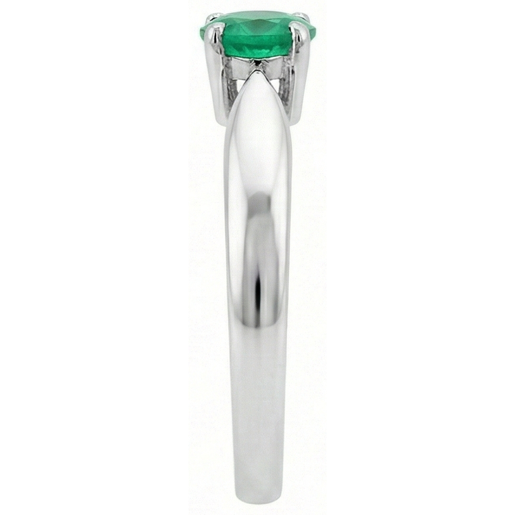 Bague de fiançailles solitaire émeraude Vert Coupe Ronde 2.50 ct or blanc 14K