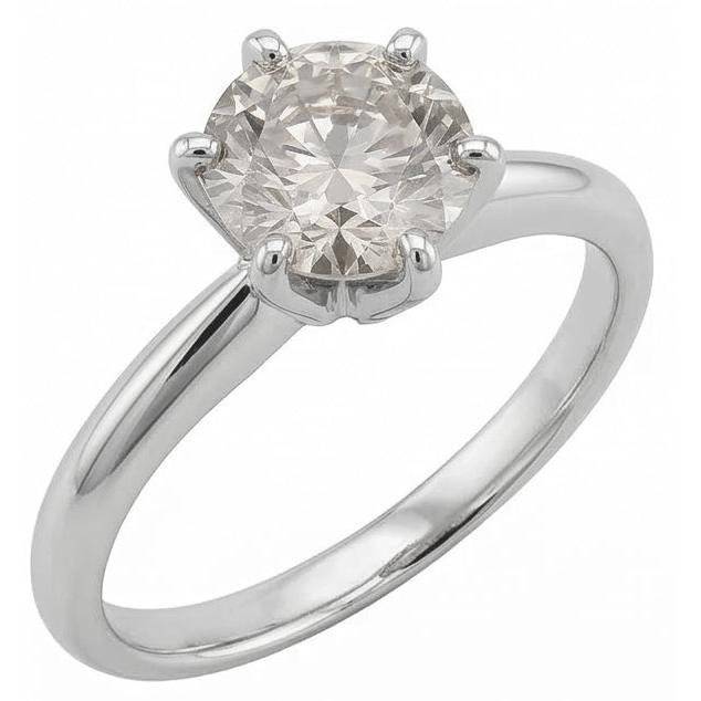 Bague de fiançailles solitaire en or blanc 14 carats avec diamants ronds 1 carat Nouveau