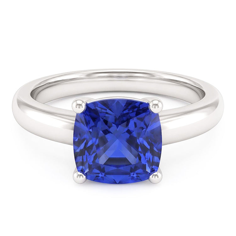 Bague de fiançailles solitaire saphir bleu 1.50 carats tige épaisse en or