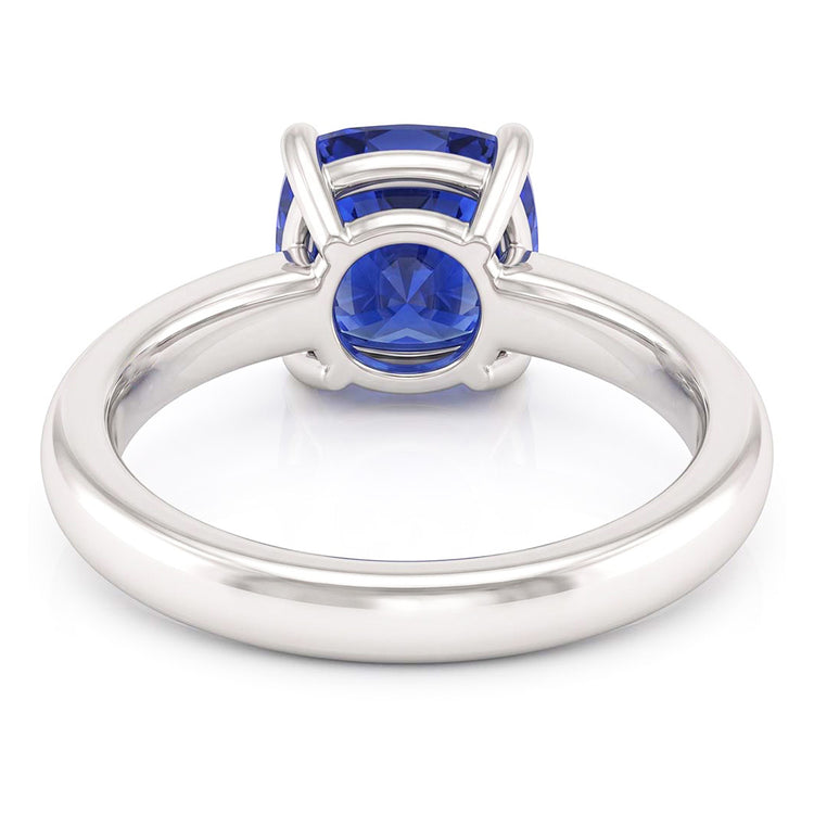 Bague de fiançailles solitaire saphir bleu 1.50 carats tige épaisse en or
