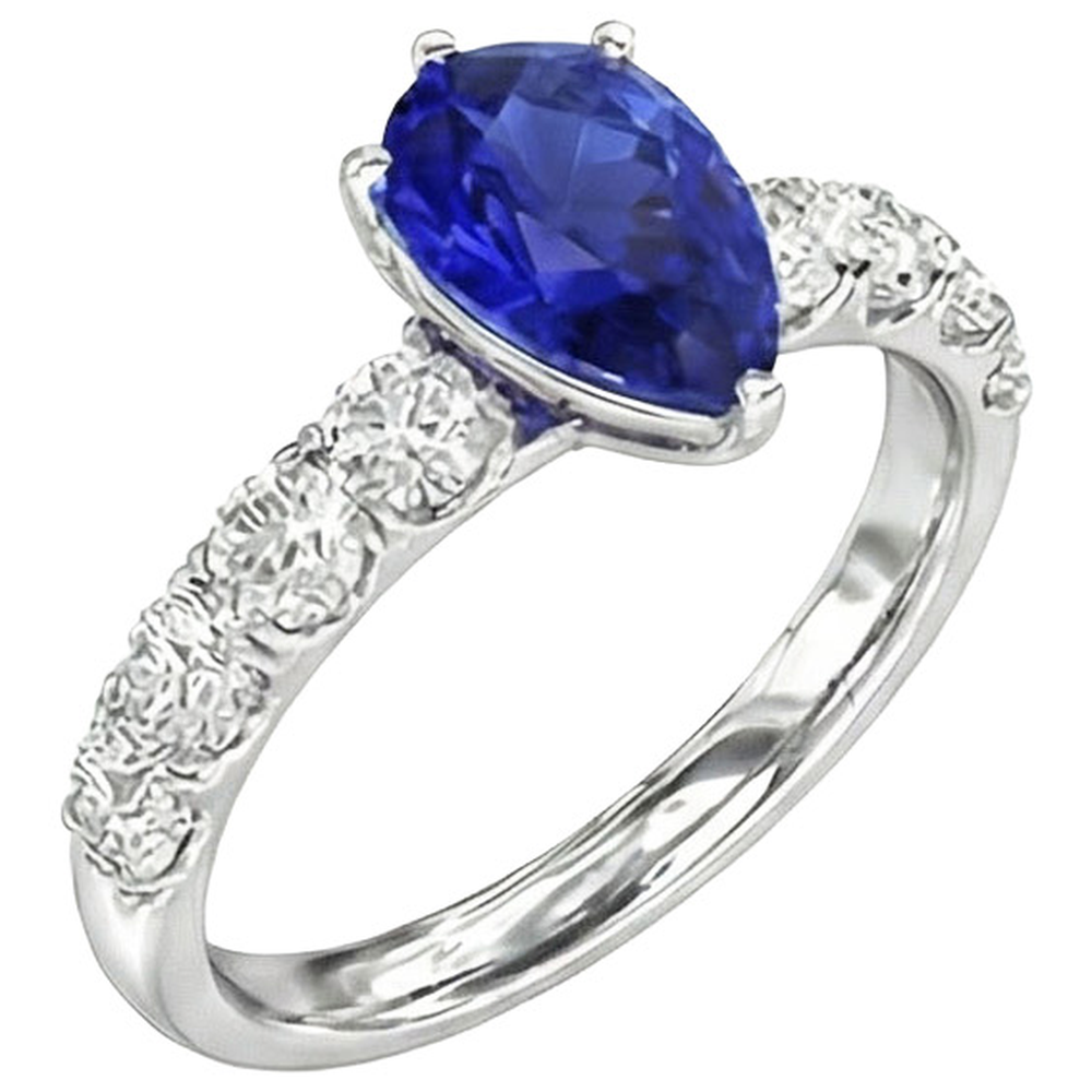 naturel pear diamant 4carats bague détail rapproché