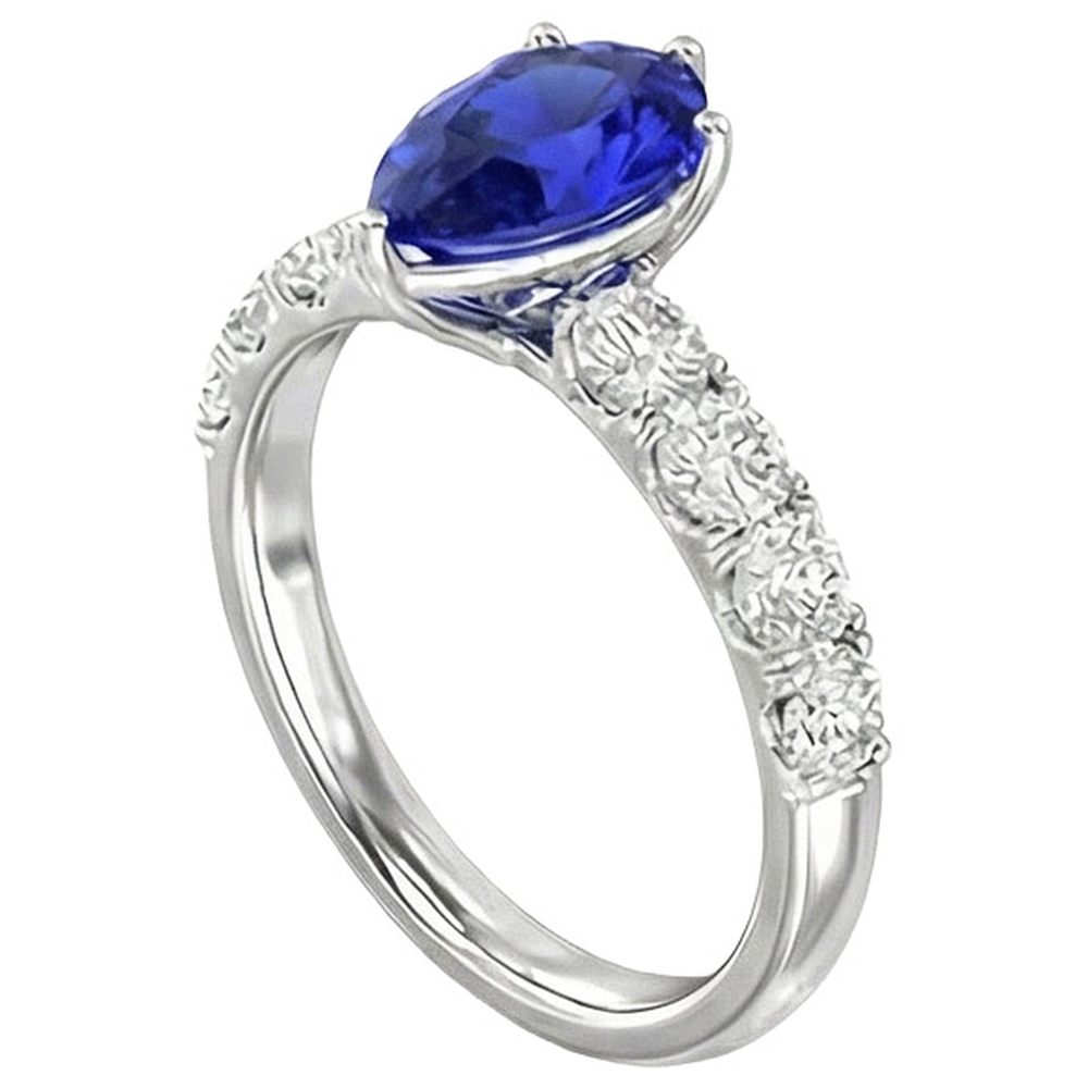 naturel pear diamant 4carats bague vue de dessus