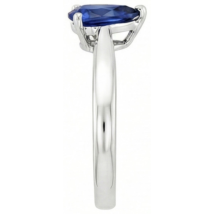 Bague de fiançailles solitaire saphir bleu poire 1 carat bijoux en pierres précieuses