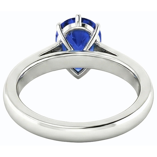 naturel pear saphir 2.50carats bague angle de côté