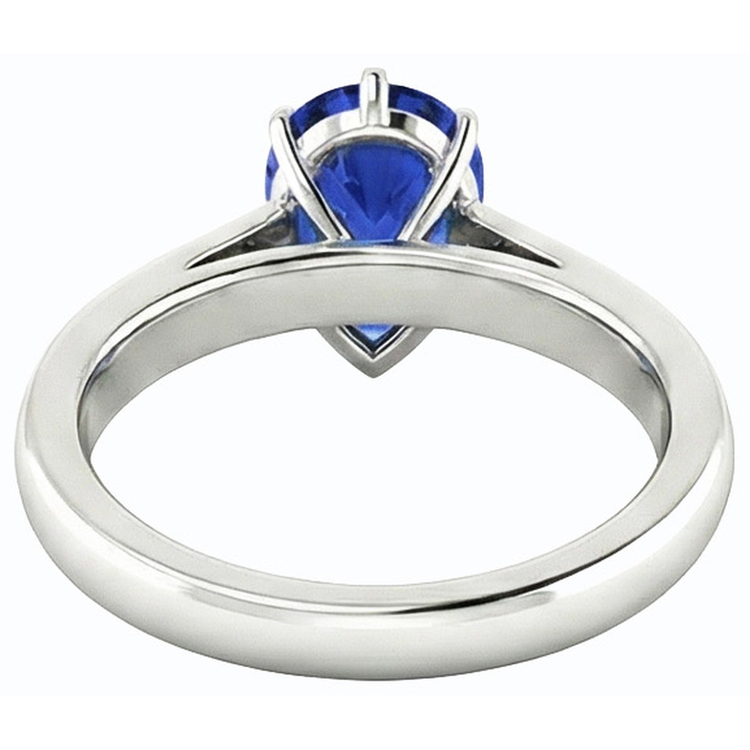 naturel pear saphir 2.50carats bague angle de côté