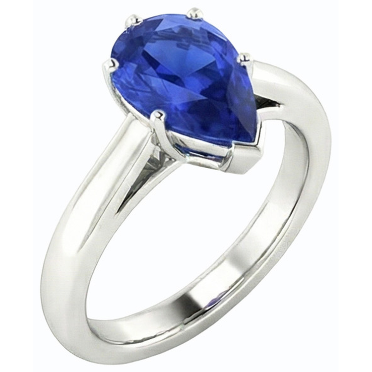 naturel pear saphir 2.50carats bague détail rapproché