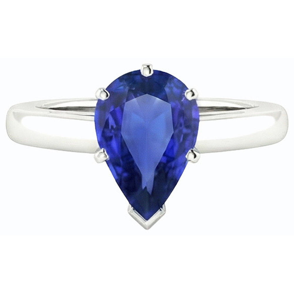naturel pear saphir 2.50carats bague vue de profil