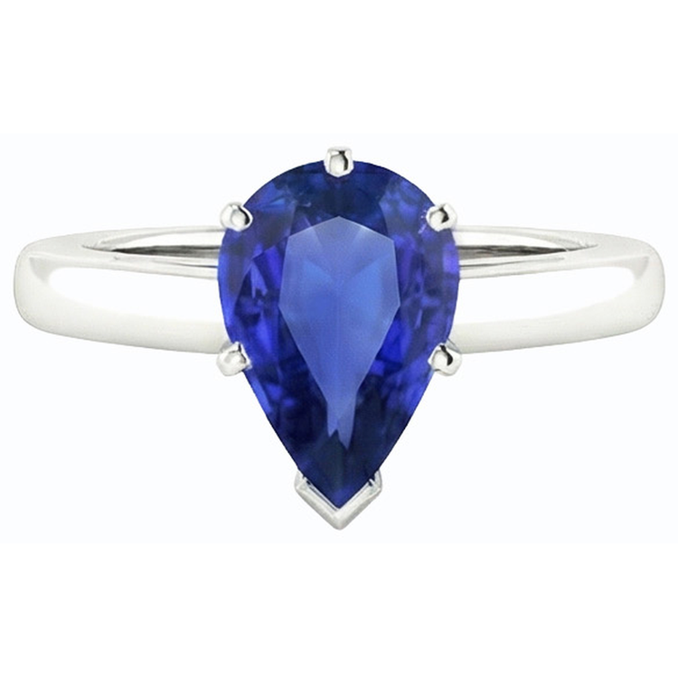 naturel pear saphir 2.50carats bague vue de profil