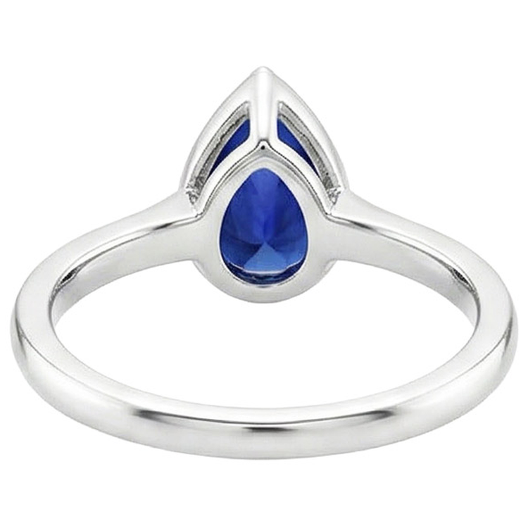 Bague de fiançailles solitaire sertie clos poire saphir de Ceylan 2.50 carats