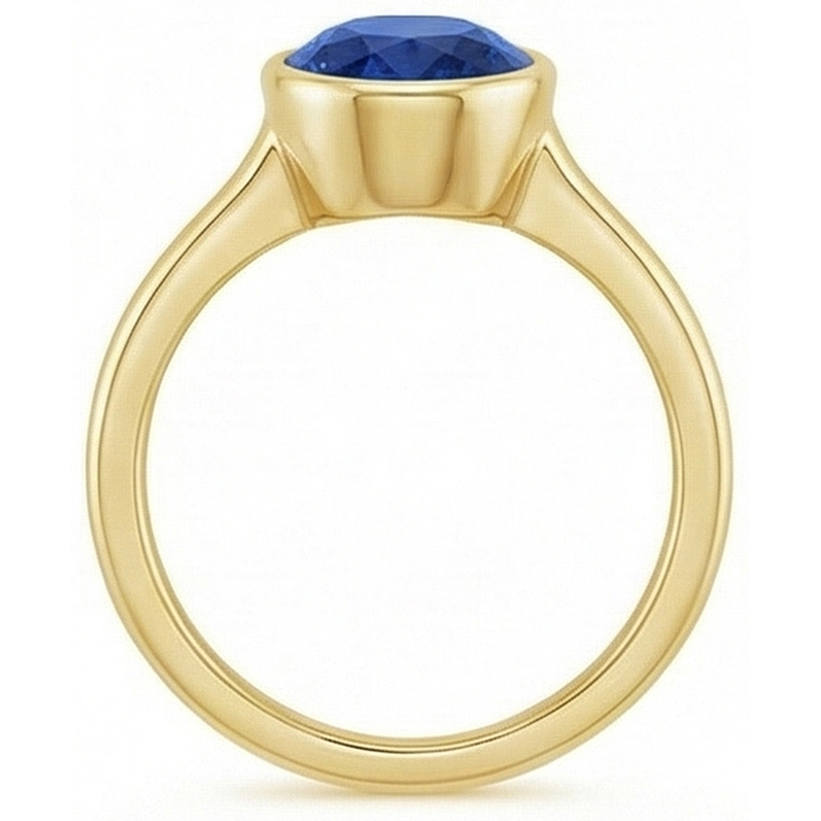 Bague de fiançailles solitaire sertie clos saphir de Ceylan ovale 2.50 carats
