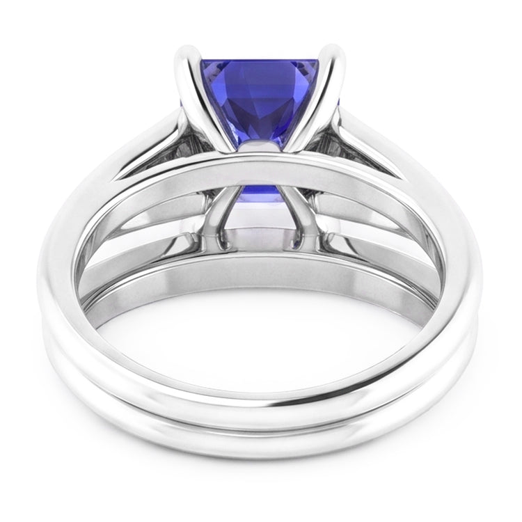 Bague de fiançailles solitaire sertie princesse saphir bleu 1 carat