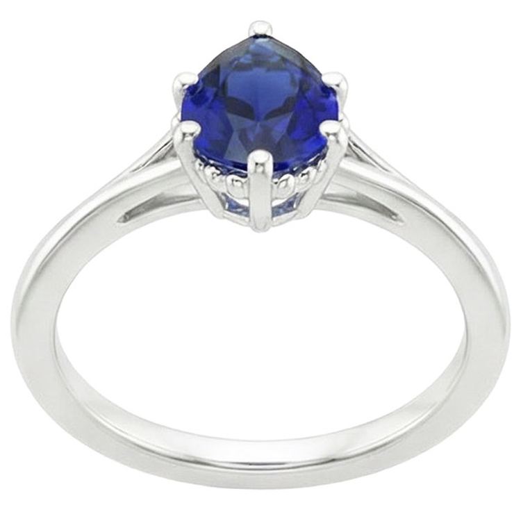 naturel pear saphir 2.50carats bague angle de côté