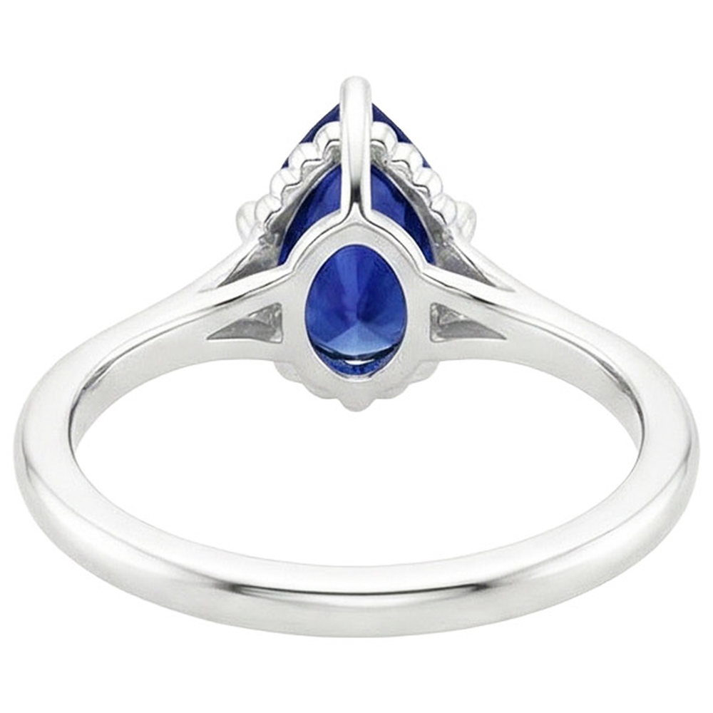 naturel pear saphir 2.50carats bague détail rapproché