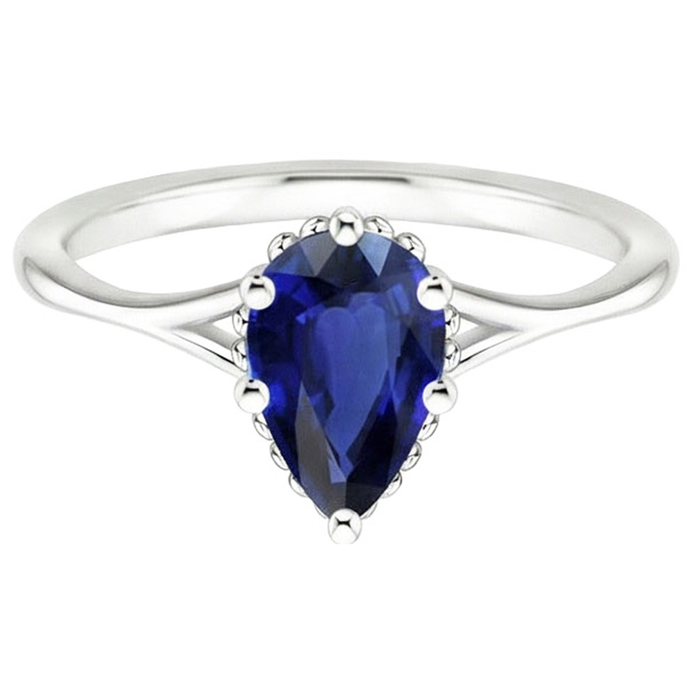 naturel pear saphir 2.50carats bague sur blanc
