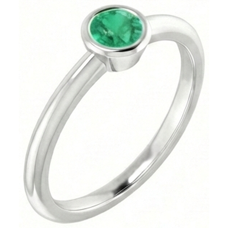 Bague de fiançailles solitaire vert émeraude 0.75 carats serti clos