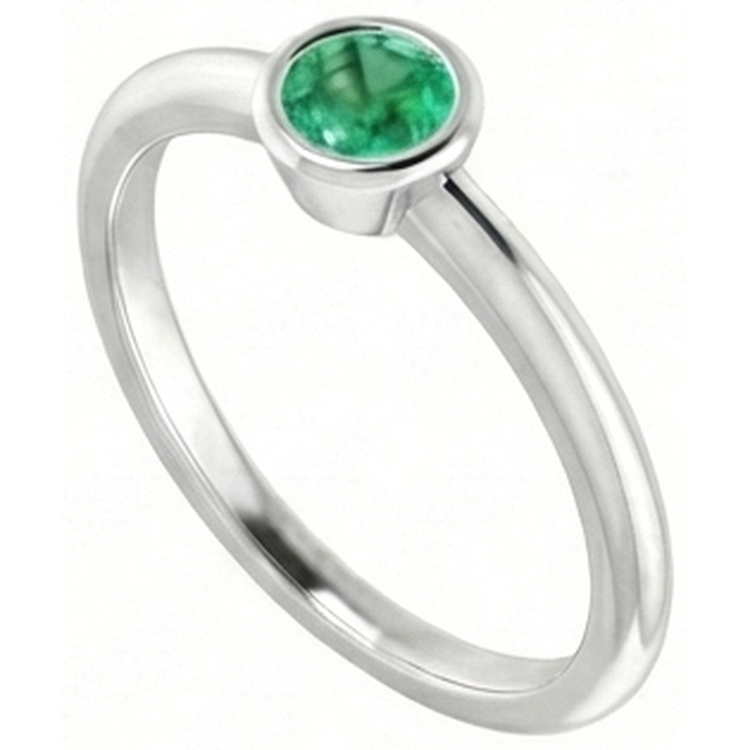 Bague de fiançailles solitaire vert émeraude 0.75 carats serti clos