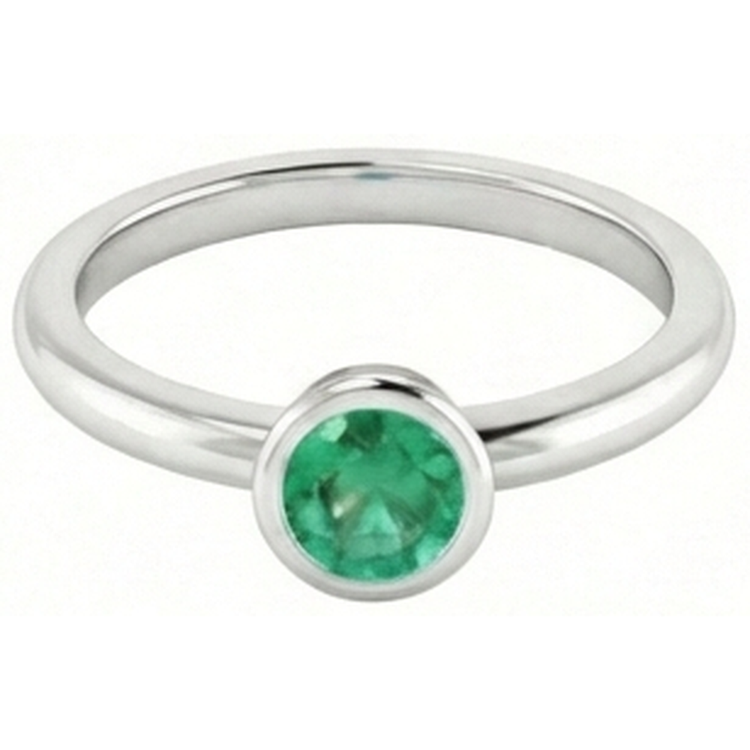 Bague de fiançailles solitaire vert émeraude 0.75 carats serti clos