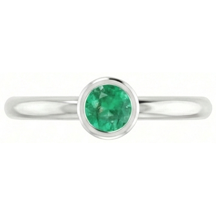 Bague de fiançailles solitaire vert émeraude 0.75 carats serti clos