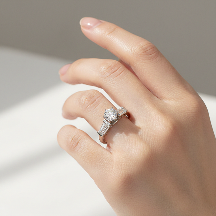 Bague de fiançailles style trois pierres diamants 2.01 carats Nouveau