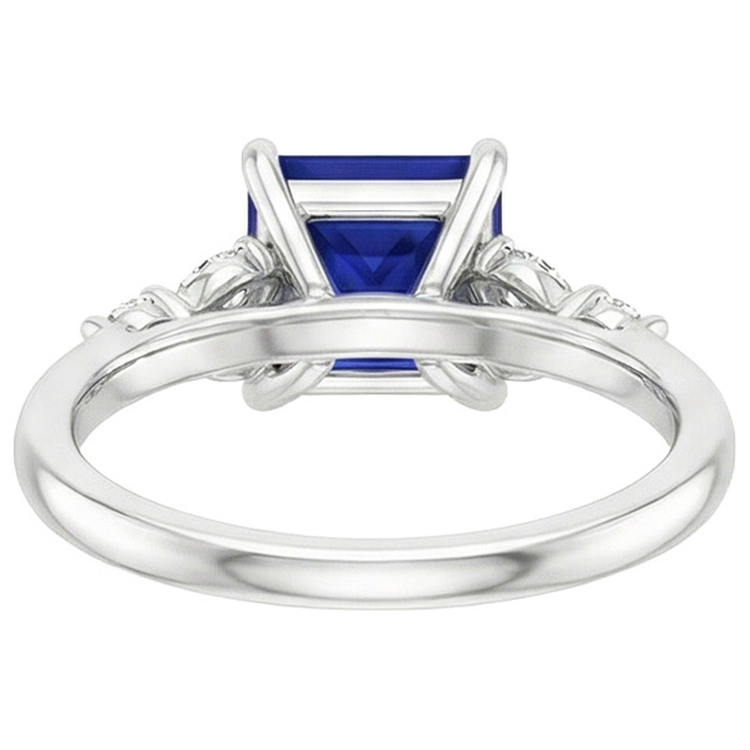 Bague de fiançailles taille princesse Saphir de Ceylan et diamant 5.5 carats