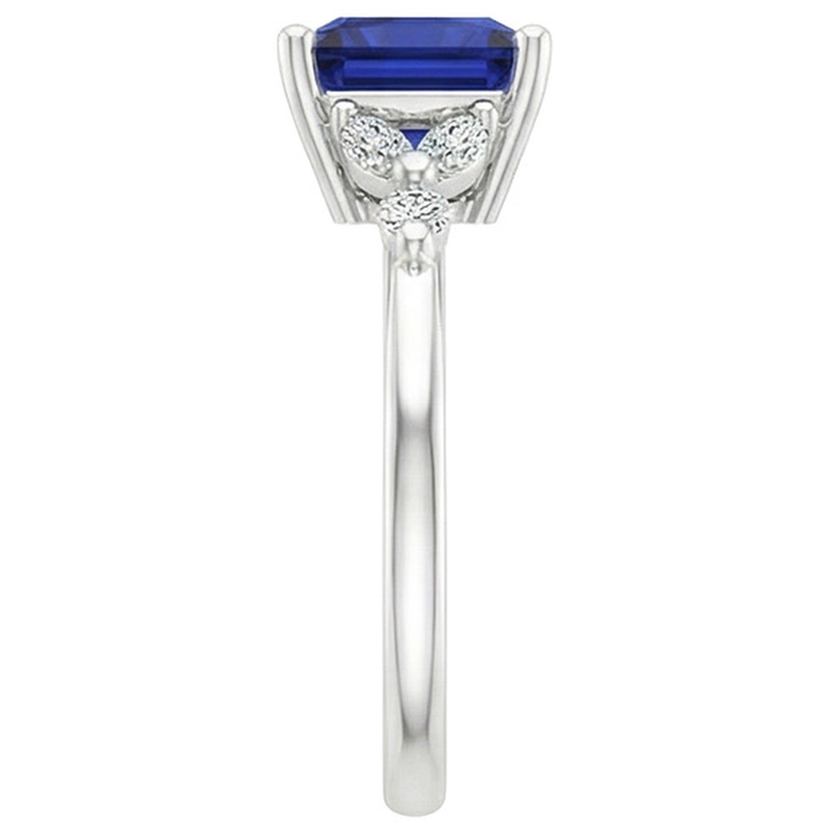 Bague de fiançailles taille princesse Saphir de Ceylan et diamant 5.5 carats