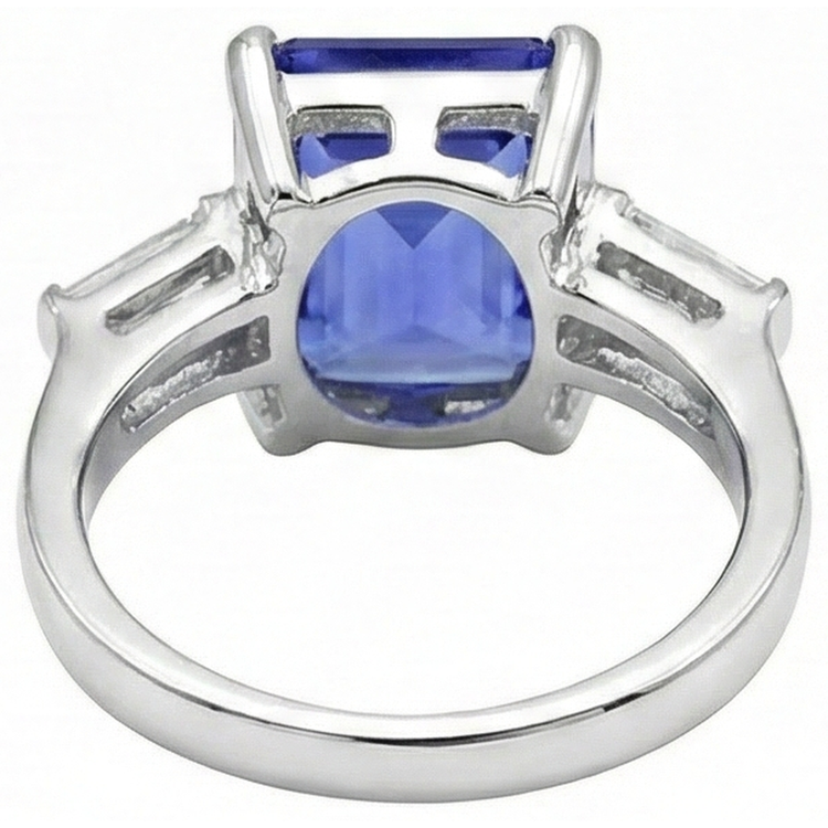 Bague de fiançailles tanzanite et baguettes taille émeraude 8.30 carats