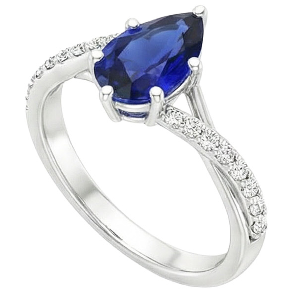 naturel pear diamant 3.25carats bague angle de côté