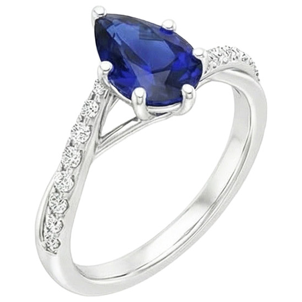 naturel pear diamant 3.25carats bague vue de dessus