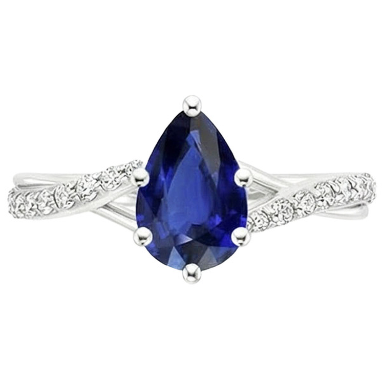 naturel pear diamant 3.25carats bague vue de profil