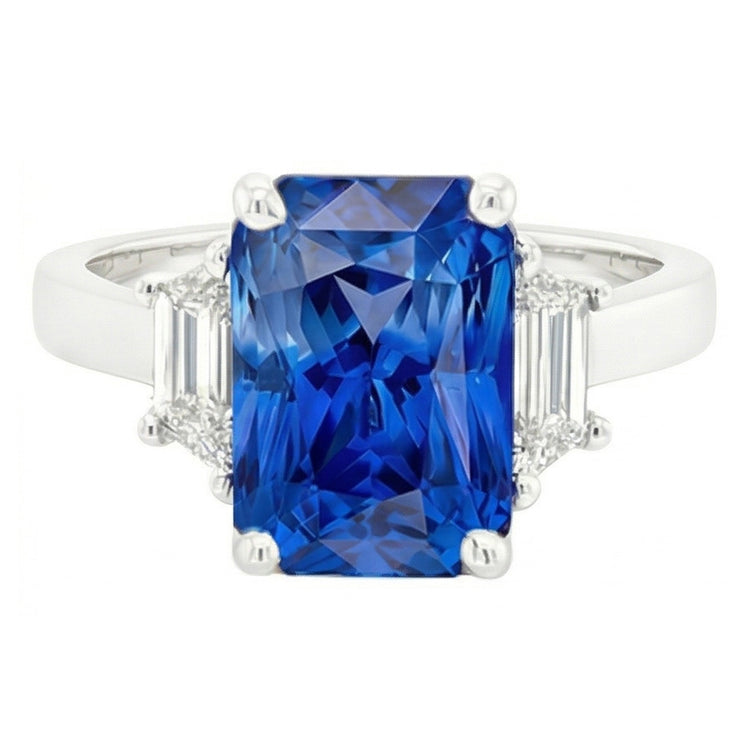 naturel radiant saphir 1.75carats bague angle de côté