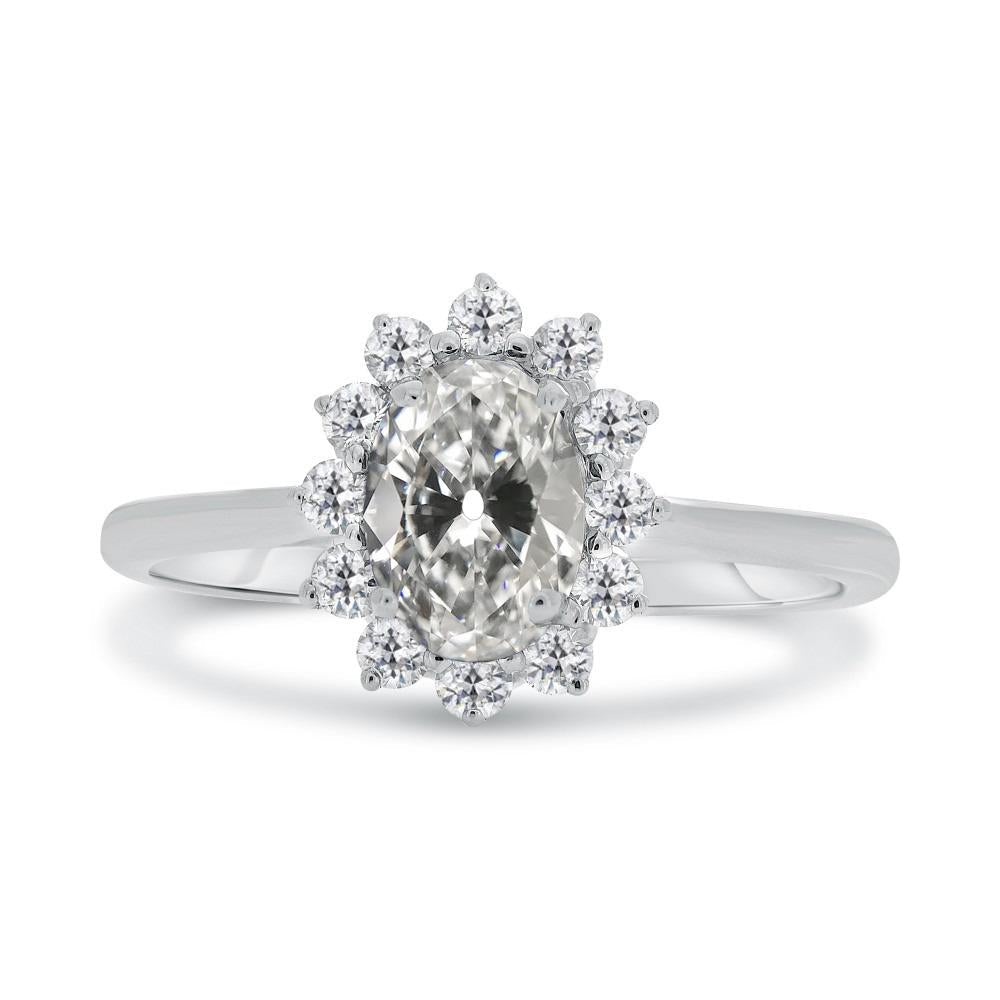 Bague de mariage Halo 4 carats ovale Vieux mineur Naturel Diamond Start Style Bijoux