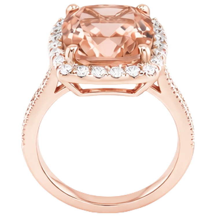 Bague de mariage Halo Morganite de 9.50 ct avec diamants en or rose