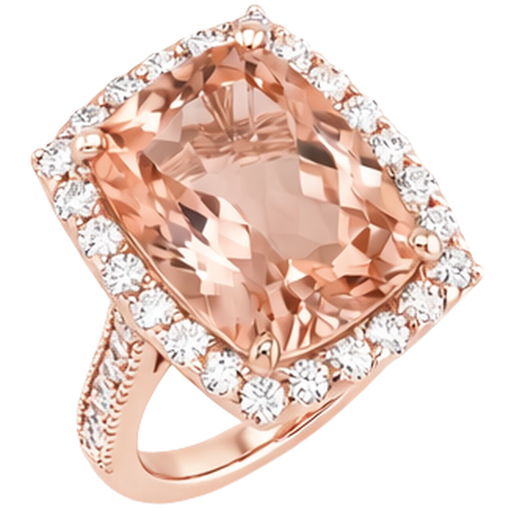 Bague de mariage Halo Morganite de 9.50 ct avec diamants en or rose