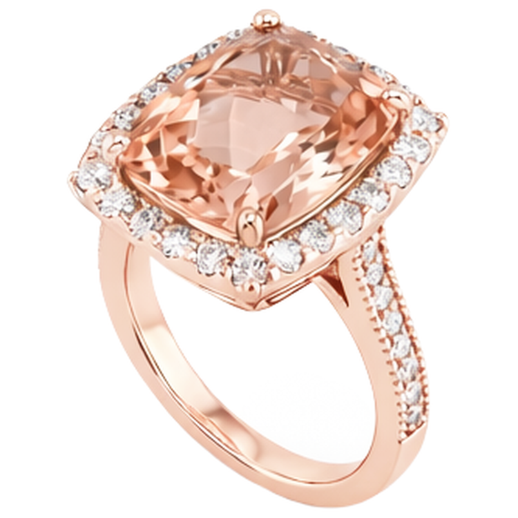 Bague de mariage Halo Morganite de 9.50 ct avec diamants en or rose