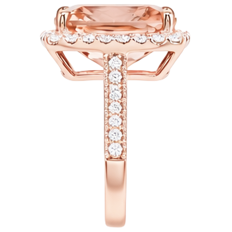 Bague de mariage Halo Morganite de 9.50 ct avec diamants en or rose