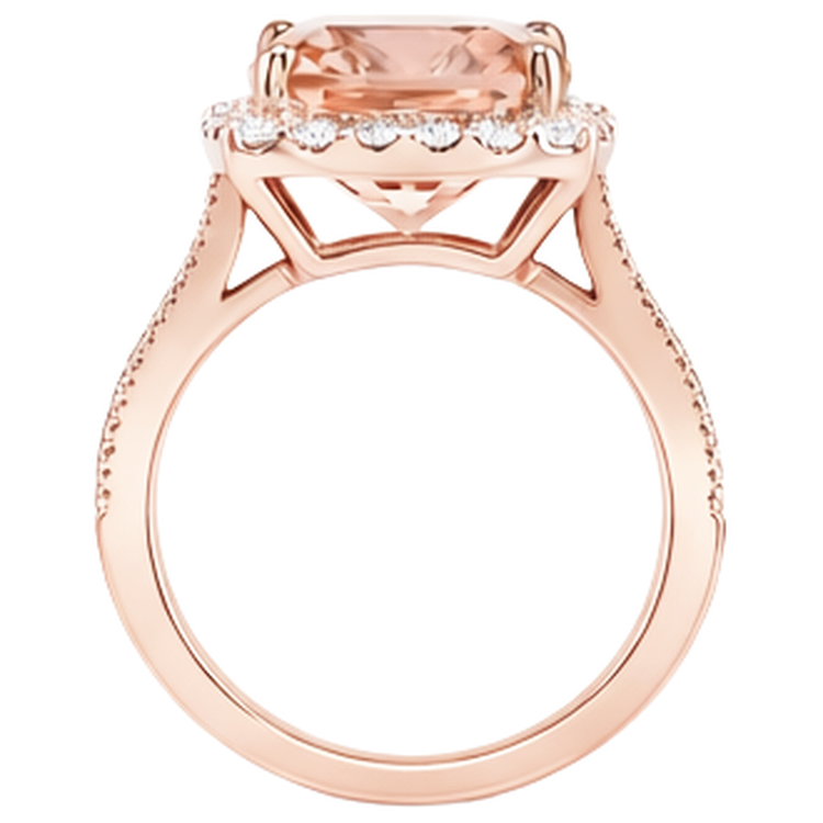 Bague de mariage Halo Morganite de 9.50 ct avec diamants en or rose