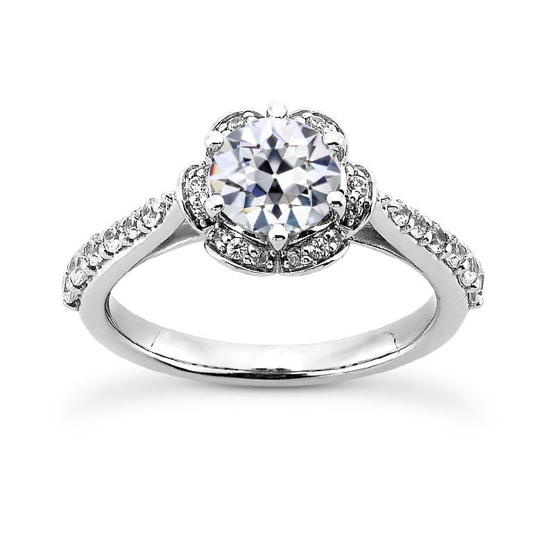 Bague de mariage Halo en or 14 carats Naturel diamant taille ancienne mine 3.75 carats bijoux
